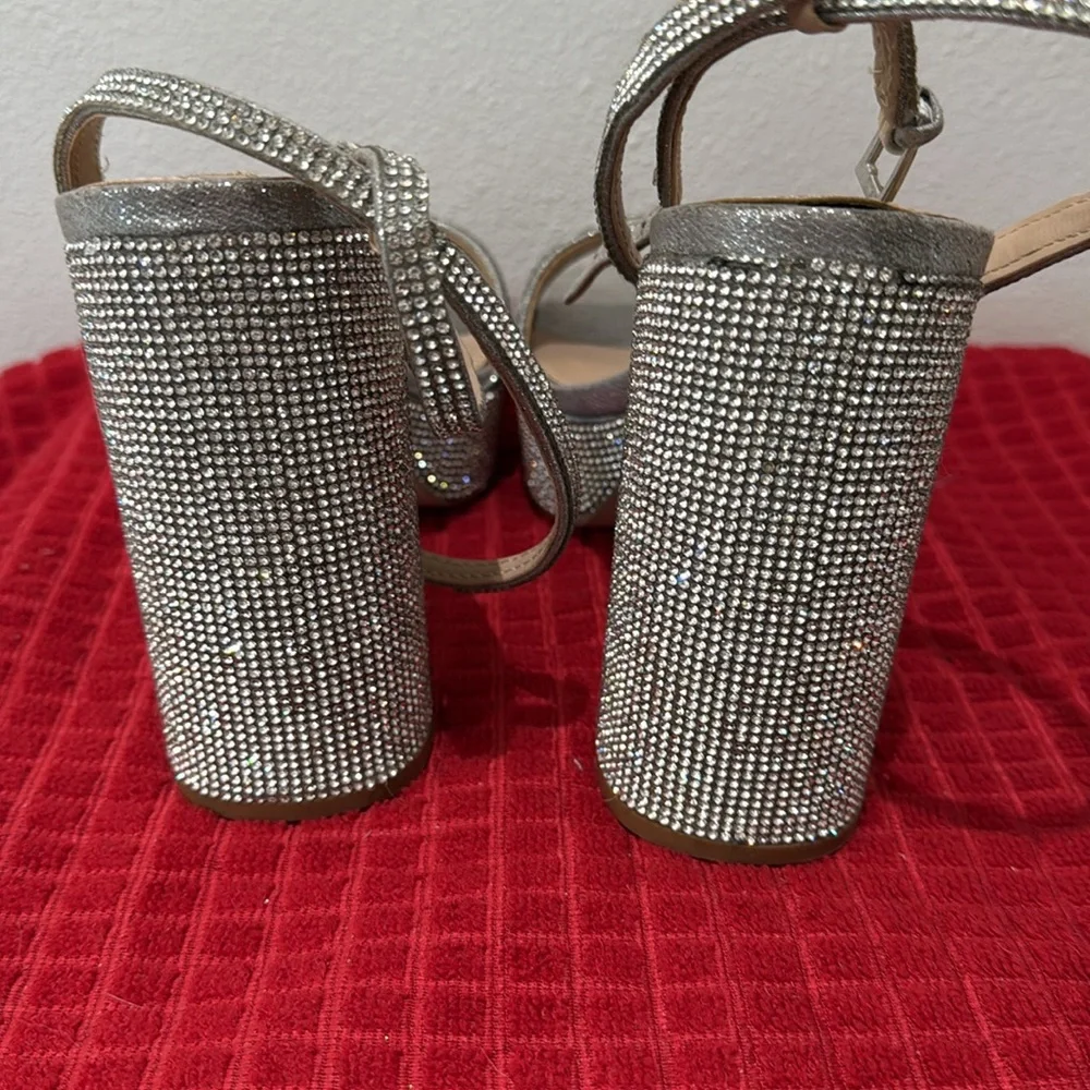 Steve Madden Lessa Rhinestone Platform Bling Block Heels 8.5